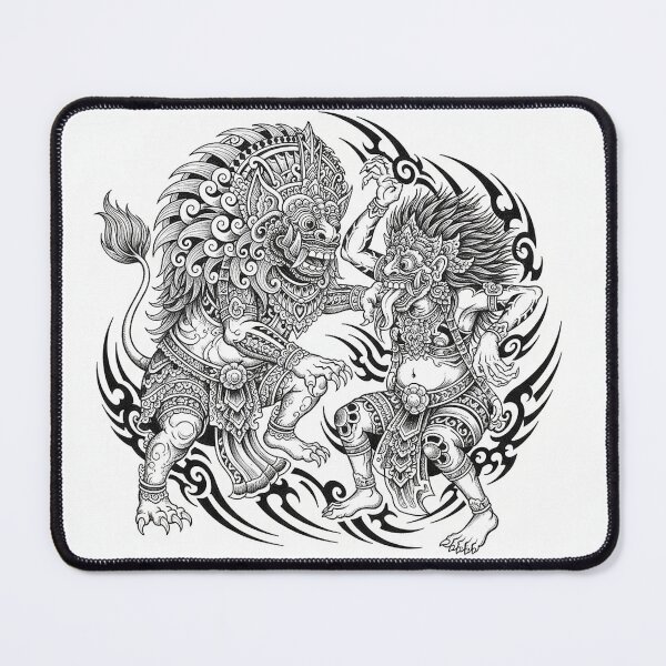Item preview, Rangda Vs Barong traditional tribal tattoo style designed and sold by Berlin-D-Prs.