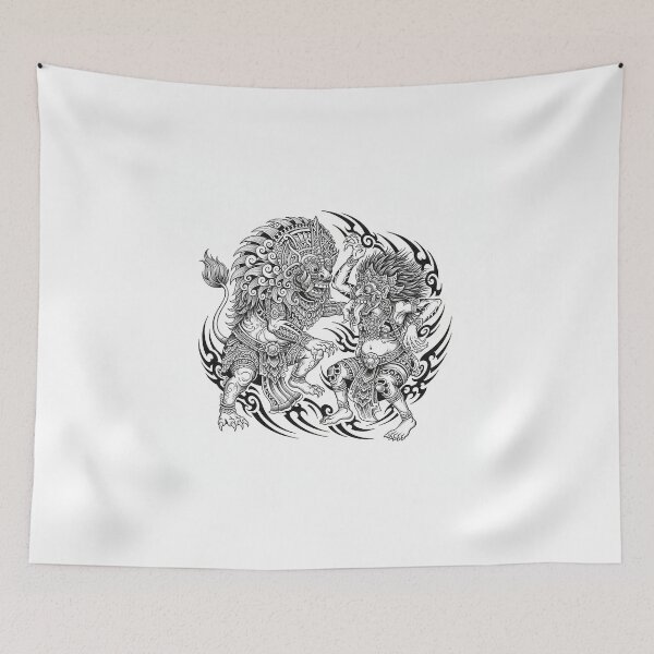 Item preview, Rangda Vs Barong traditional tribal tattoo style designed and sold by Berlin-D-Prs.