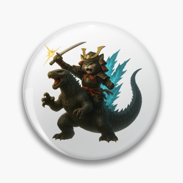 Item preview, Neko Shogun Riding into Battle with Godzilla designed and sold by ShadyCommodities.