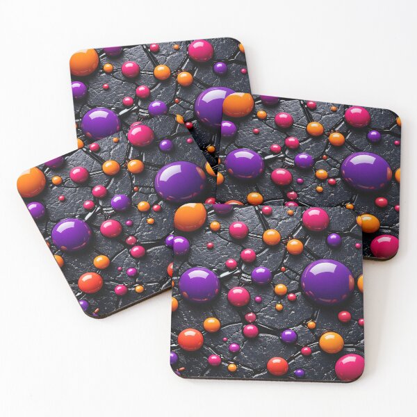 Item preview, Neon Candy Droplets on Black Stone designed and sold by Kaleidoscope Print.