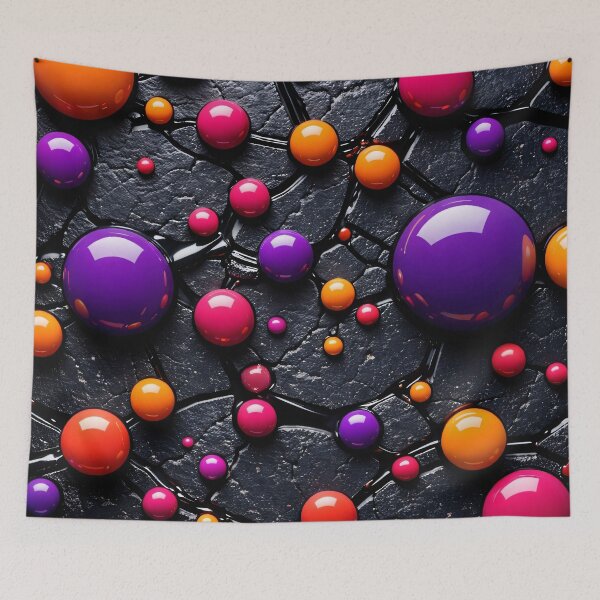 Item preview, Neon Candy Droplets on Black Stone designed and sold by Kaleidoscope Print.