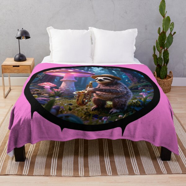 Item preview, Whimsical Sloth Saxophone Player Enchanted Forest Art designed and sold by AnimalAirtistry.