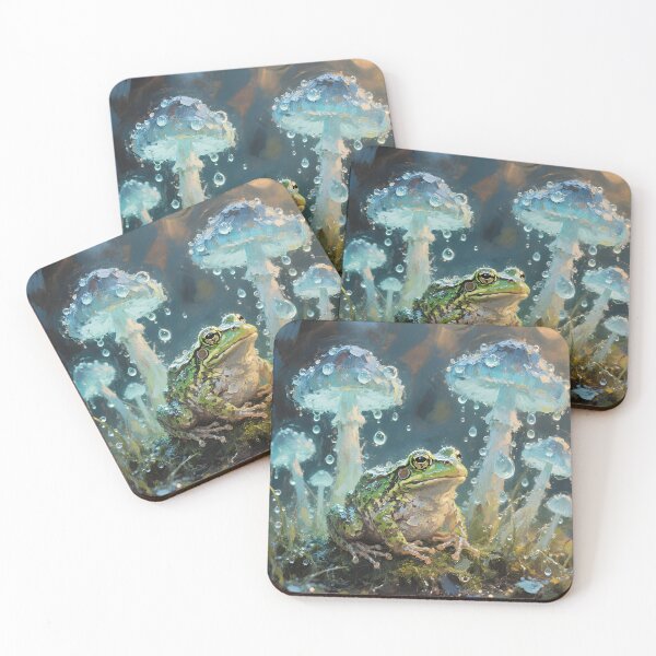 Item preview, Enchanted Rain Frog in a Bioluminescent Forest – Magical Cottagecore Fantasy Art designed and sold by cr6zym1nd.
