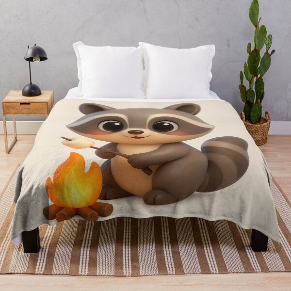 Item preview, Cute Camping Raccoon 3D GCI | Kawaii Campfire Marshmallow Cartoon designed and sold by Moons Studio.