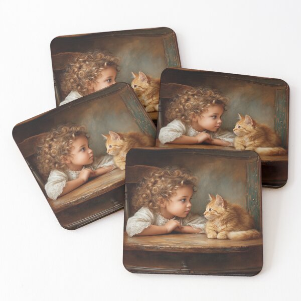 Item preview, Young Girl with Ginger Cat designed and sold by Chillicats.