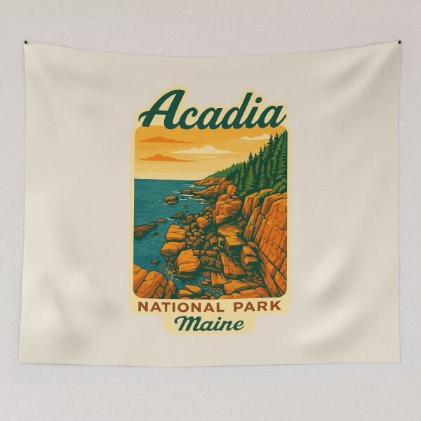 Item preview, Acadia National Park Maine US Retro Badge designed and sold by Gideon Emmerich.