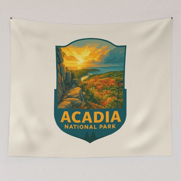 Item preview, Acadia National Park Maine US Retro Badge designed and sold by Gideon Emmerich.