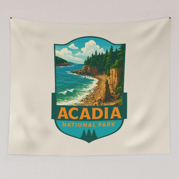 Item preview, Acadia National Park Maine US Retro Badge designed and sold by Gideon Emmerich.