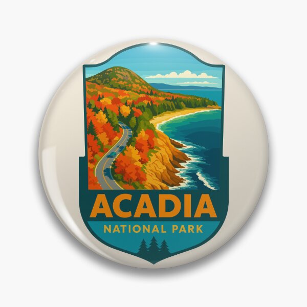 Item preview, Acadia National Park Maine US Retro Badge designed and sold by Gideon Emmerich.