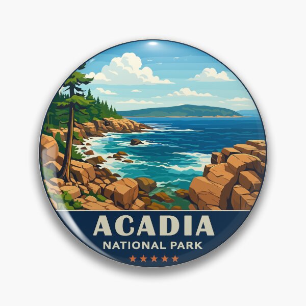 Item preview, Acadia National Park Harbor Maine US Retro Badge designed and sold by Gideon Emmerich.