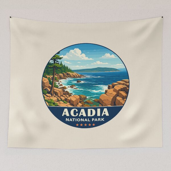 Item preview, Acadia National Park Harbor Maine US Retro Badge designed and sold by Gideon Emmerich.