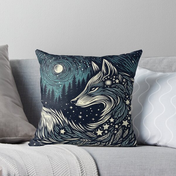 Item preview, Cosmic Fox Linocut Midnight Art designed and sold by Artist Bishhnu Banerji.