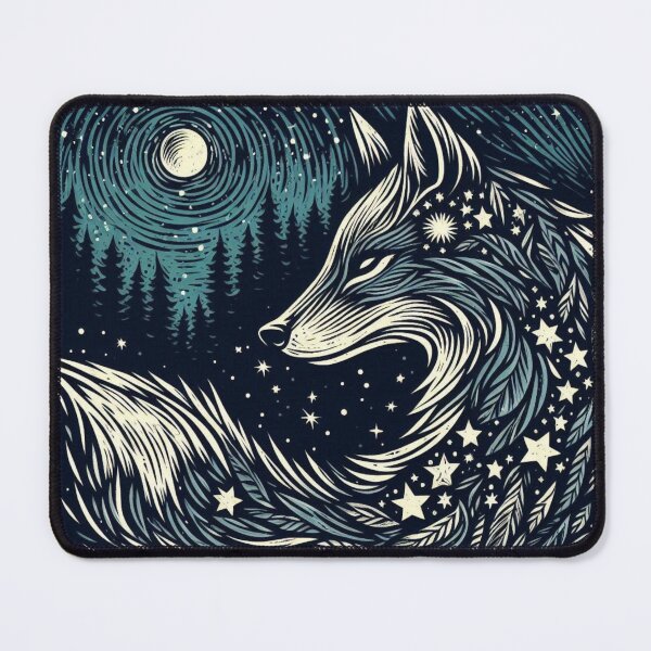 Item preview, Cosmic Fox Linocut Midnight Art designed and sold by Artist Bishhnu Banerji.