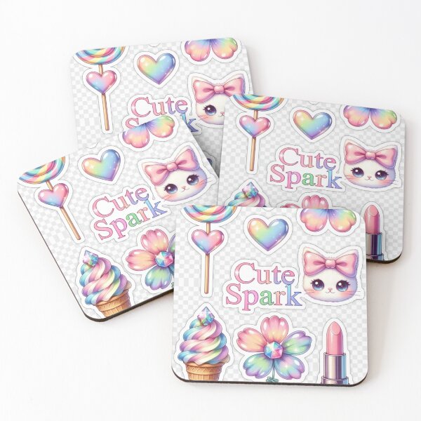 Item preview, Cute Spark Rainbow Kawaii Sticker Set designed and sold by CoquetteLunaCo.