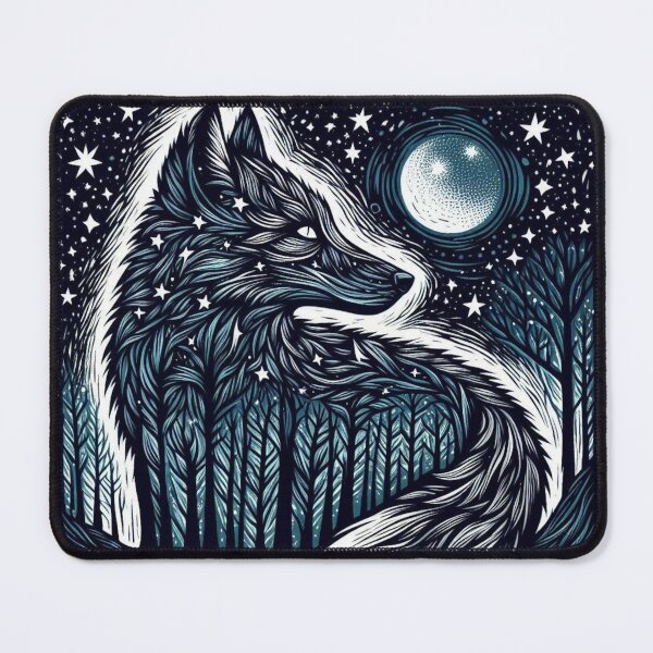 Item preview, Cosmic Fox Linocut Midnight Art- Design 3 designed and sold by Artist Bishhnu Banerji.