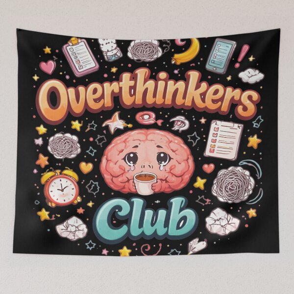 Item preview, Overthinkers Club Funny Anxious Brain Coffee Art designed and sold by DrukNaStyl.