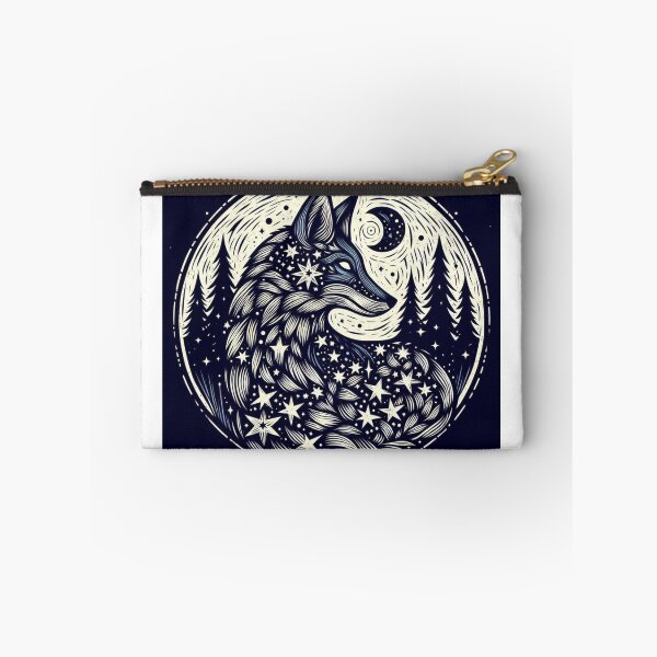 Item preview, Cosmic Fox Linocut Midnight Art- Design 2. designed and sold by Artist Bishhnu Banerji.