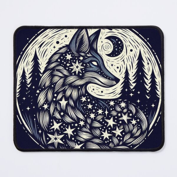 Item preview, Cosmic Fox Linocut Midnight Art- Design 2. designed and sold by Artist Bishhnu Banerji.