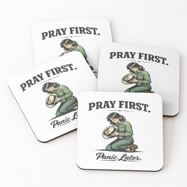 Item preview, Western‑Style Faith Quote – “Pray First, Panic Later” Humorous Christian Inspiration Art designed and sold by Bright Nest Studio.