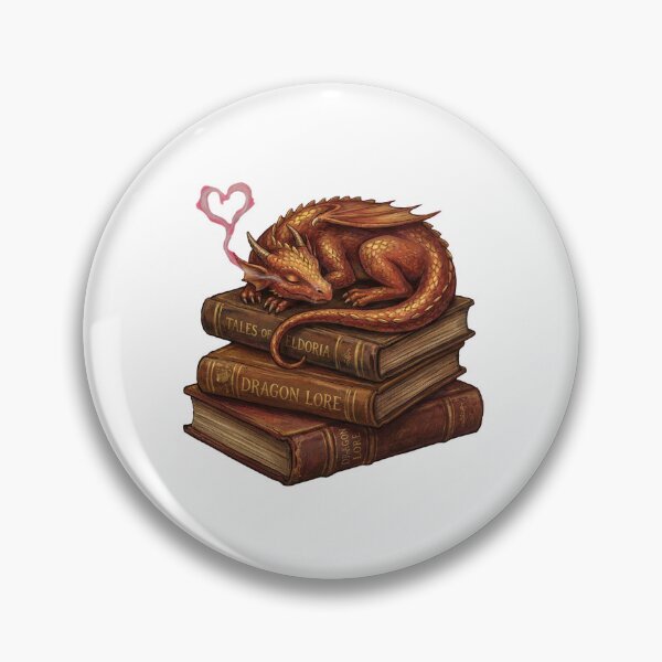 Item preview, Cozy Sleeping Dragon on Fantasy Book Stack designed and sold by brandByLea.