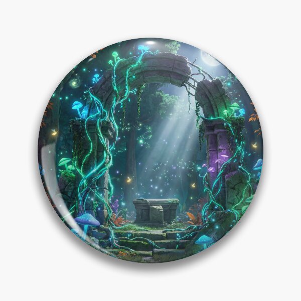 Item preview, Mystic Outlands - Enchanted Ruins Bioluminescent Fantasy Art designed and sold by KuroAtelier.