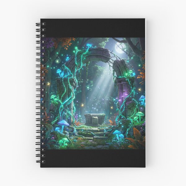 Item preview, Mystic Outlands - Enchanted Ruins Bioluminescent Fantasy Art designed and sold by KuroAtelier.