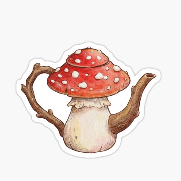 Item preview, Whimsical Fly Agaric Mushroom Teapot Illustration designed and sold by brandByLea.