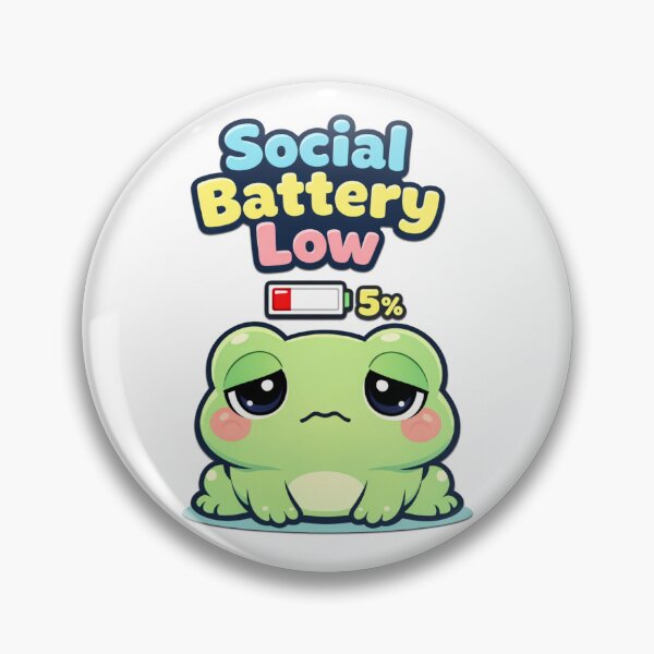 Item preview, Social Battery Low Kawaii Frog – Introvert Mood Meme designed and sold by Visual Dept..