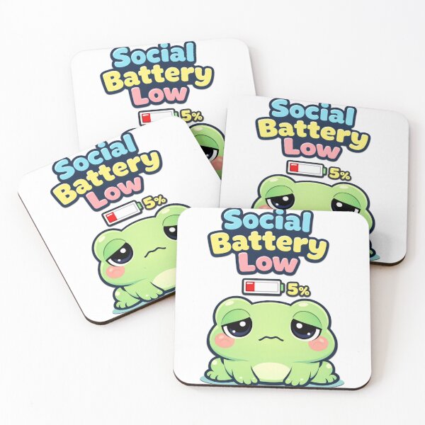 Item preview, Social Battery Low Kawaii Frog – Introvert Mood Meme designed and sold by Visual Dept..