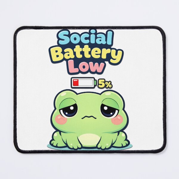 Item preview, Social Battery Low Kawaii Frog – Introvert Mood Meme designed and sold by Visual Dept..