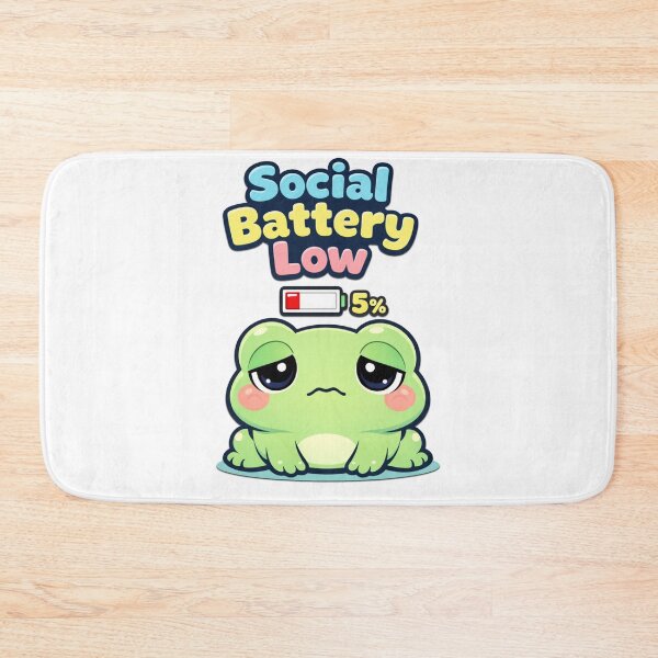Item preview, Social Battery Low Kawaii Frog – Introvert Mood Meme designed and sold by Visual Dept..
