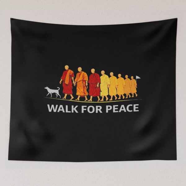Item preview, Walk for Peace Monks with Aloka Dog Freedom Peace designed and sold by tannndahaafeas.