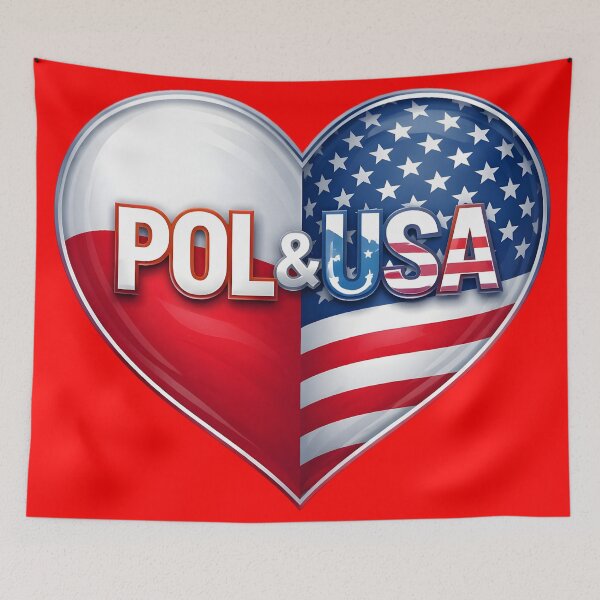 Item preview, Poland and USA Flag Heart - POL & USA Patriotic Design designed and sold by DrukNaStyl.