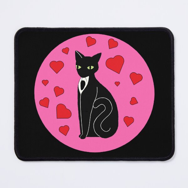 Item preview, Dapper Black Tuxedo Cat with Mouse Encircled by Hearts Die Cut designed and sold by JoyousArt4u.