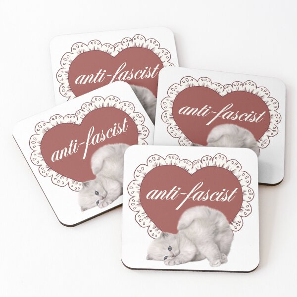 Item preview, Anti-Fascist Cute Kitten Vintage Heart designed and sold by BB Design Co..