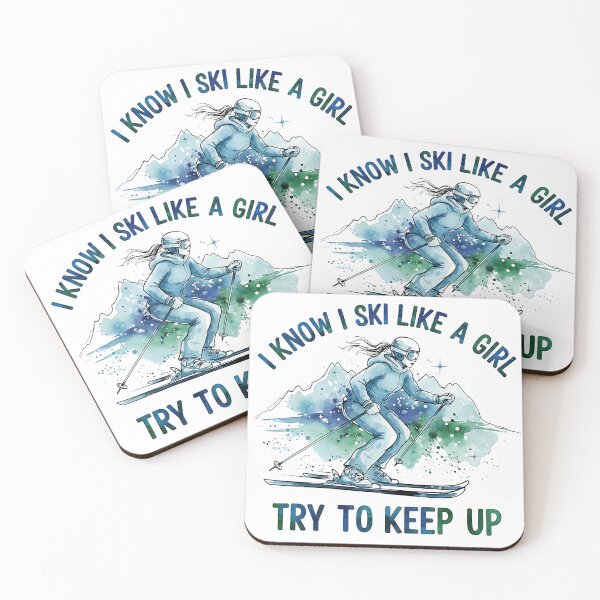 Item preview, I Know I Ski Like A Girl Try To Keep Up designed and sold by CrispyMeowsart.