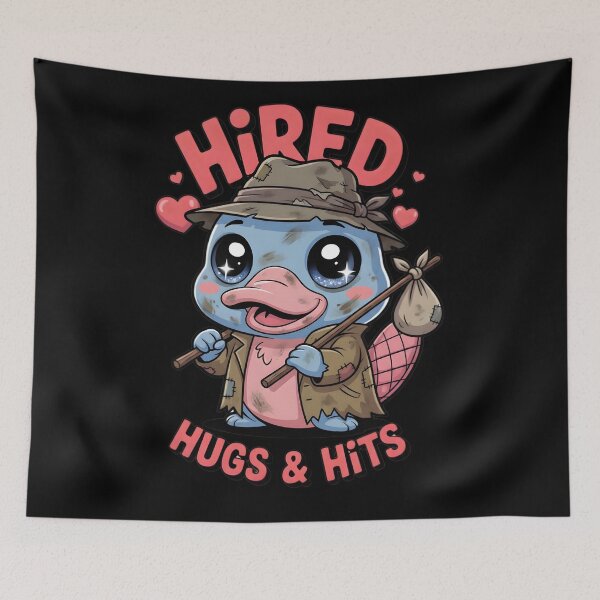 Item preview, Cute Hobo Platypus - Hired for Hugs & Hits - Kawaii Adventure designed and sold by DrukNaStyl.