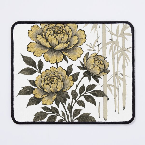 Item preview, Gold Peony Burst Ink Art Print designed and sold by Artist Bishhnu Banerji.