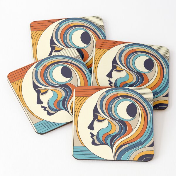 Item preview, Abstract Woman Profile with Flowing Retro Waves designed and sold by InkSmithery.