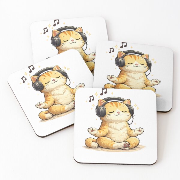 Item preview, Meditating Cat Listening to Music designed and sold by TAMBUGH.