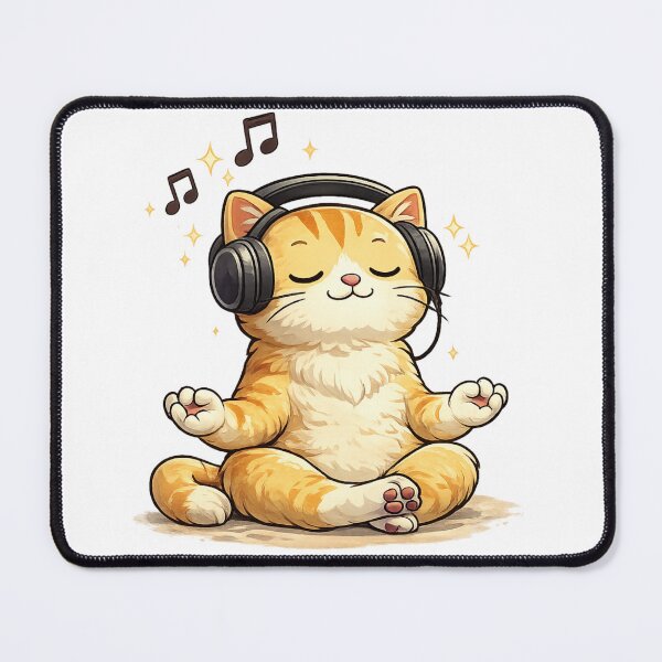 Item preview, Meditating Cat Listening to Music designed and sold by TAMBUGH.