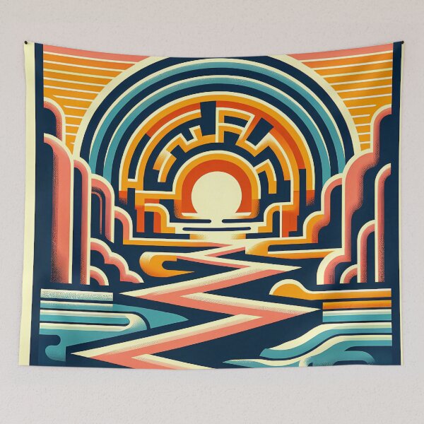 Item preview, Geometric Sunset Over Zigzag River Canyon designed and sold by InkSmithery.