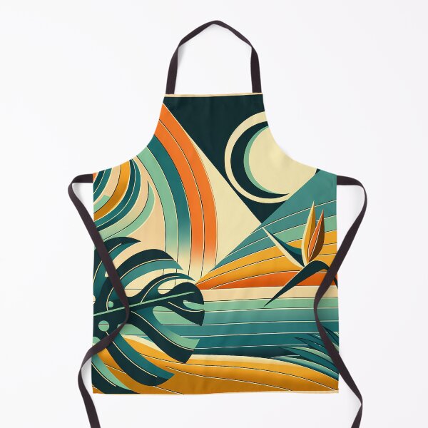 Item preview, Abstract Tropical Leaves and Sun Geometric Landscape designed and sold by InkSmithery.