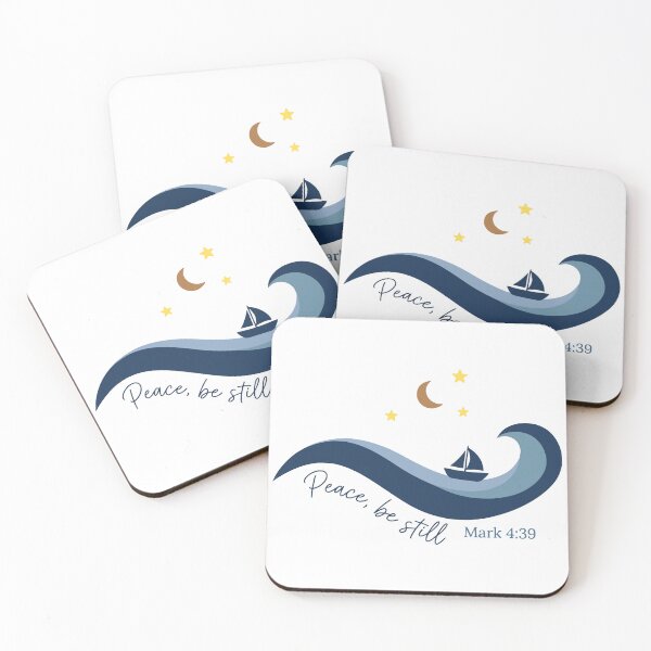 Item preview, Christian Scripture Peace Be Still Ocean Wave Art designed and sold by FunFitLife Studio.