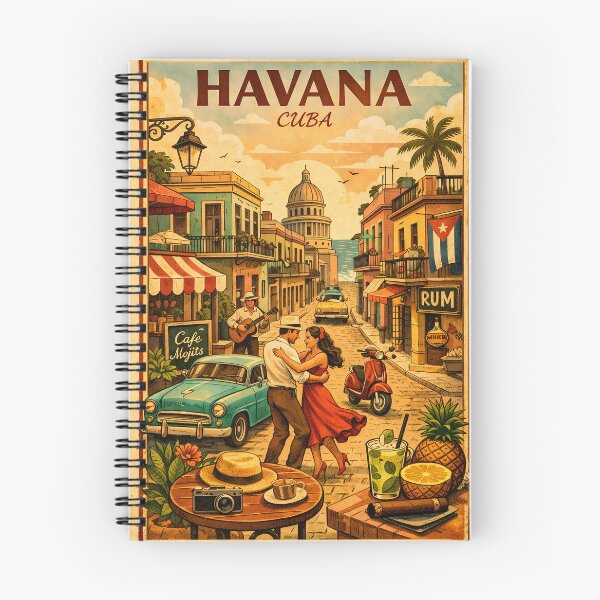 Item preview, Havana Cuba Vintage Travel Poster - Retro Street & Salsa Dance designed and sold by QuietWallStudio.