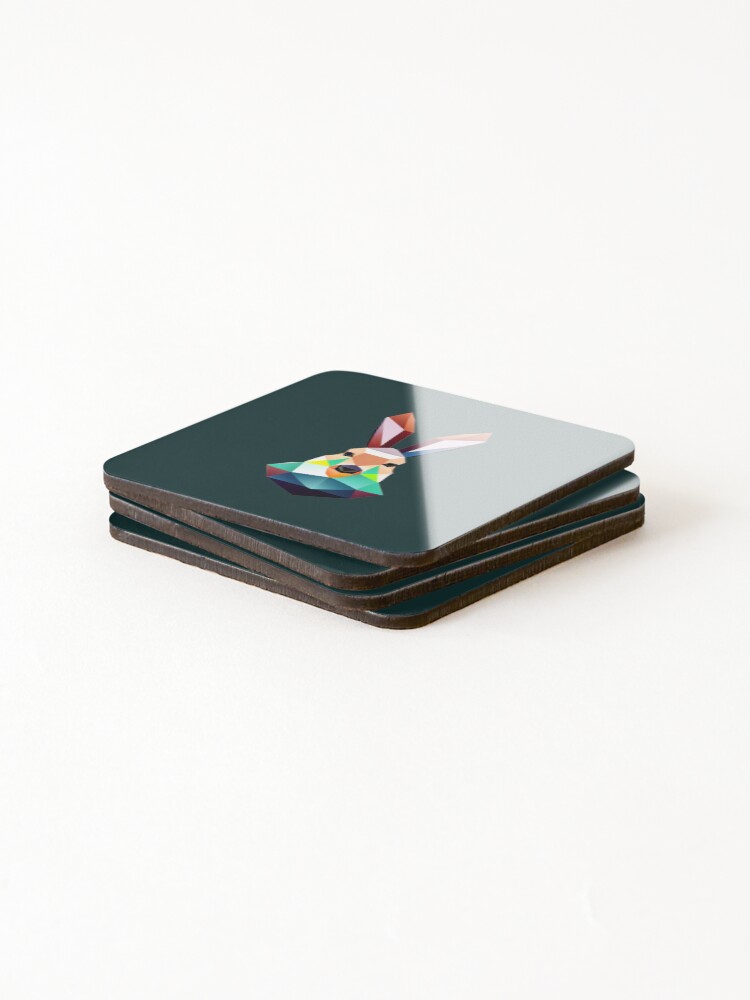 Thumbnail 4 of 5, Coasters (Set of 4), Polygonal Rabbit designed and sold by RedFirecracker.