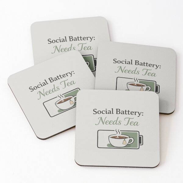 Item preview, Social Battery Needs Tea Minimal Design designed and sold by DreamBigShirts.