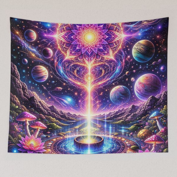 Item preview, Psychedelic Cosmic Mandala – Galactic Energy, Planets and Mystic Lotus Art designed and sold by Dominik1994.