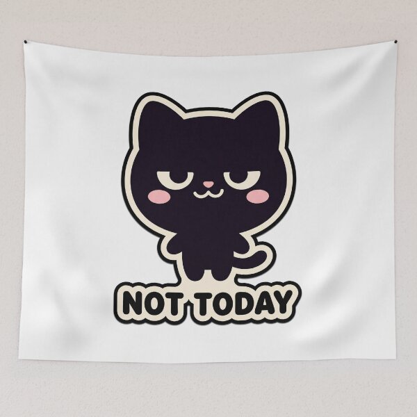 Item preview, Not Today Black Cat – Cute Introvert Attitude Meme designed and sold by Visual Dept..