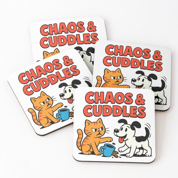 Item preview, Chaos & Cuddles Funny Cat and Dog Cartoon Design designed and sold by OwnYourMood.